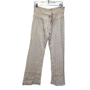 NWT Liam Hangs White Crochet  Boho Cover-up  Women's Pants Size L/XL